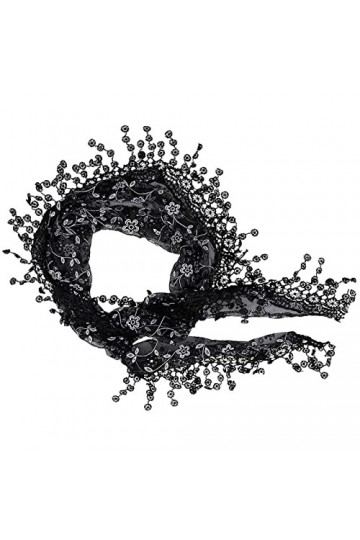 JK Home Femme Echarpe Triangle Dentelle Foulard Châle Printemps Automne Noir A