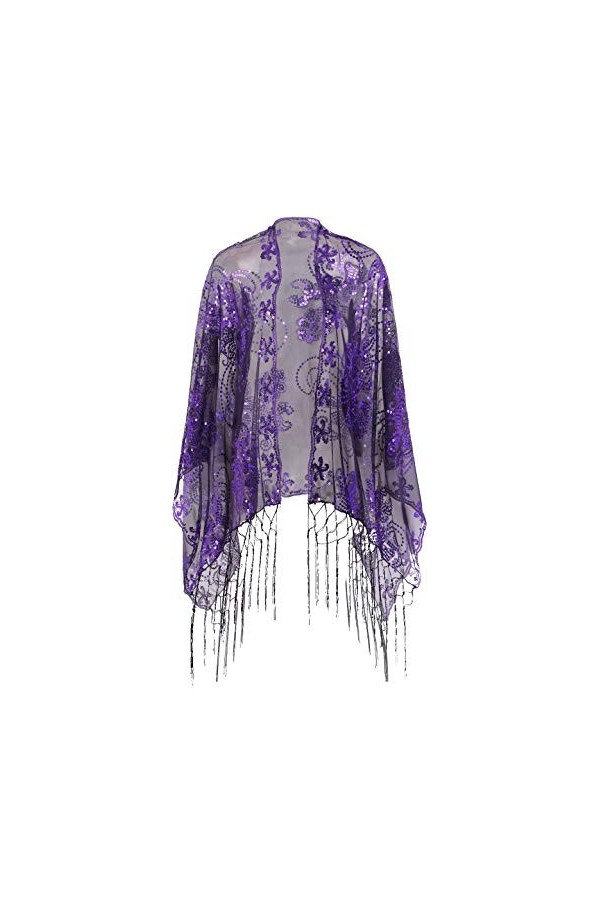 ranrann Femme Châle Étole Wrap Paillette Écharpe de Mariage Flapper Brillante Années 1920s Soirée Vintage Foulards Décor Robe