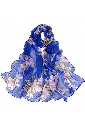 Écharpe Shili Fleur de Pêcher Couleur Blanche,Femme Foulard Soie Écharpe Tissu Satiné Doux Art à la Etole/Châle pour Demoisel