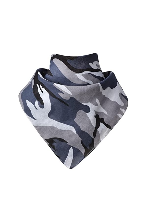 Miobo Bandana, foulards, foulards, collier, 100 % coton, taille unique 55 x 55 cm, Camouflage gris., M