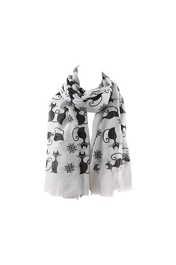 Clest F&H motif imprimé chat noir femme écharpe rose châle adapté à toutes les saisons