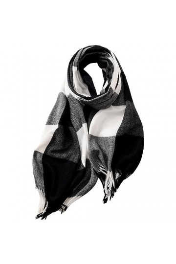 FUFUDDK Echarpe Multicolore Femme éCharpe à Carreaux pour Femme - éCharpe Classique à Pompons pour LHiver - ChâLe éLéGant Et