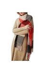 FUFUDDK Echarpe Multicolore Femme éCharpe à Carreaux pour Femme - éCharpe Classique à Pompons pour LHiver - ChâLe éLéGant Et