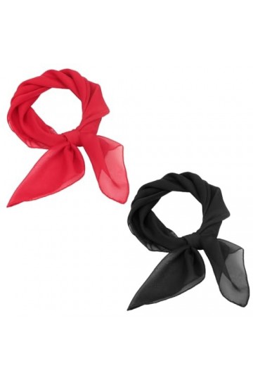 MEMOFYND Lot de 2 écharpes carrées en mousseline de soie de 65 x 65 cm, écharpe unie, écharpe rouge, écharpe élégante en soie
