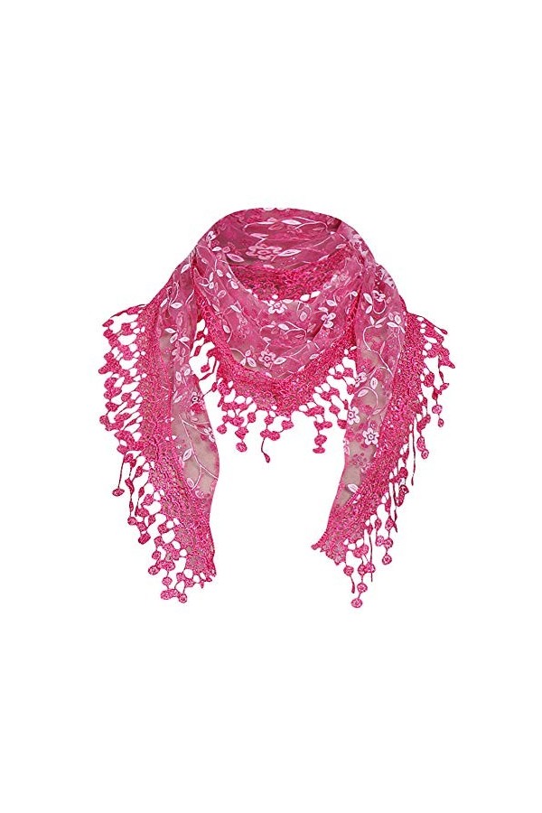 Yowein Triangle Dentelle Châle Veil Foulard Léger Tassel Mode Floral Châles et Écharpes pour Femmes Longue écharpe triangulai