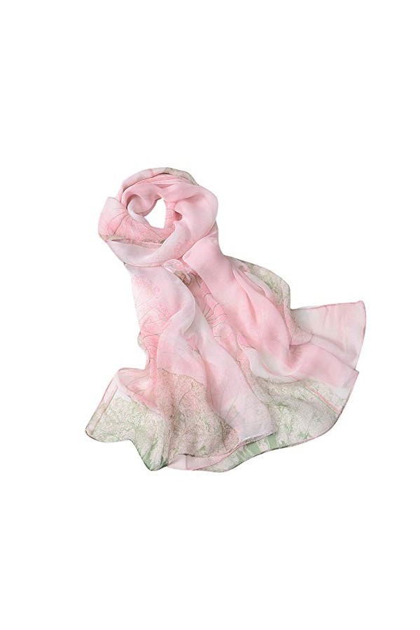 BaoDan Écharpe Foulard Femme Hiver Doux Châle Wrap Gland Fleur&nbsp;Imprimé Foulard Femme Chaud Léger Elégant Cadeaux de noël Fash