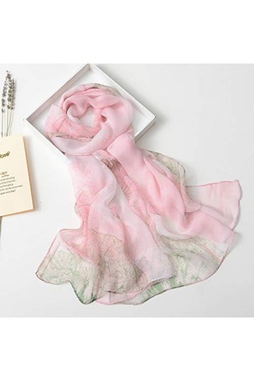 BaoDan Écharpe Foulard Femme Hiver Doux Châle Wrap Gland Fleur&nbsp;Imprimé Foulard Femme Chaud Léger Elégant Cadeaux de noël Fash