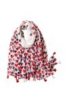 Clest F&H Longue Écharpe Douce Châle Foulard Imprimé Coeur Rouge et Bleu Pour Tenues De Vacances Accessoires