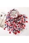 Clest F&H Longue Écharpe Douce Châle Foulard Imprimé Coeur Rouge et Bleu Pour Tenues De Vacances Accessoires