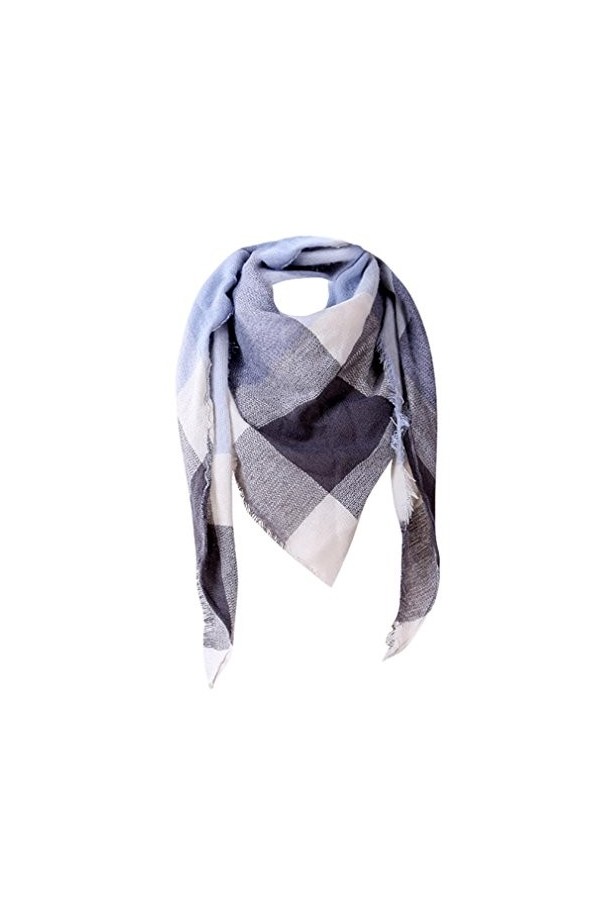 Tefamore foulards Femmes châle en cachemire automne écharpe en laine à carreaux écharpe 140 * 140 * 200cm, Gris 