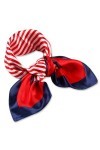 Heyjewels - Foulard carré sensation soie 50x50cm -Rouge, blanc et bleu