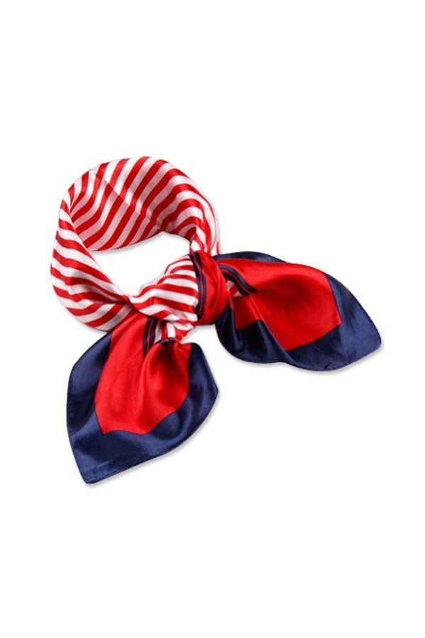 Heyjewels - Foulard carré sensation soie 50x50cm -Rouge, blanc et bleu