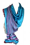 Belle coupe multi-colorée dépouillée Border Pashmina Ressentir Emballage Foulards écharpe châle Wrap Head Scarf Turquoise 