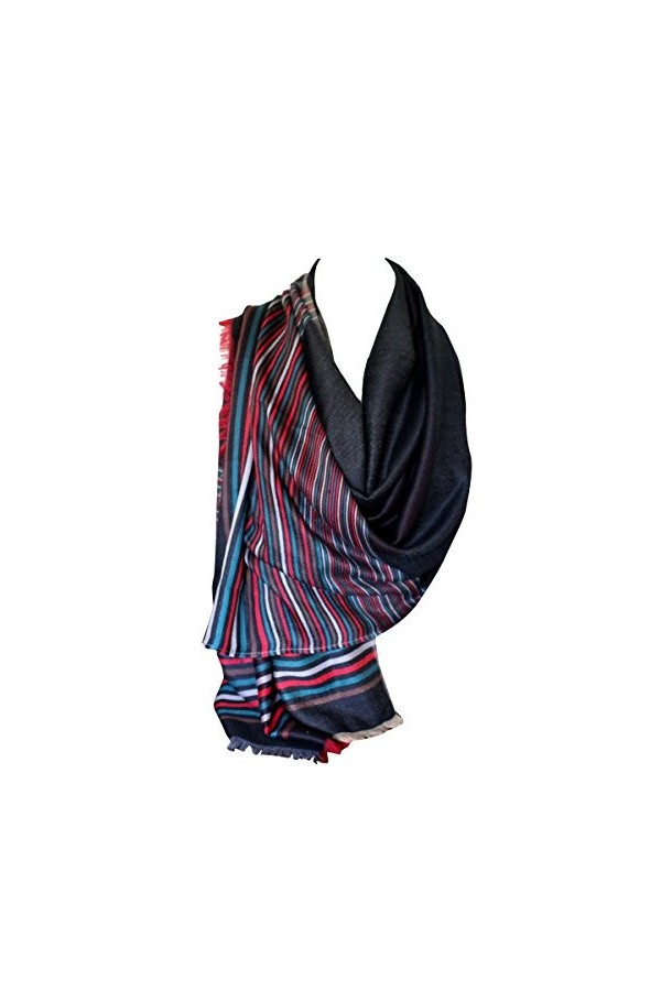 Belle coupe multi-colorée dépouillée Border Pashmina Ressentir Emballage Foulards écharpe châle Wrap Head Scarf Turquoise 