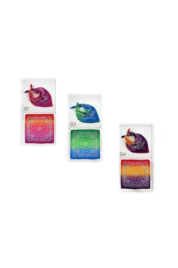 BYOR D&C COSMETICS 3 Bandanas Paisley Multicolore 100% Coton Bandeau Foulard coton motif TIE AND DIE cachemire Cheveux Bande