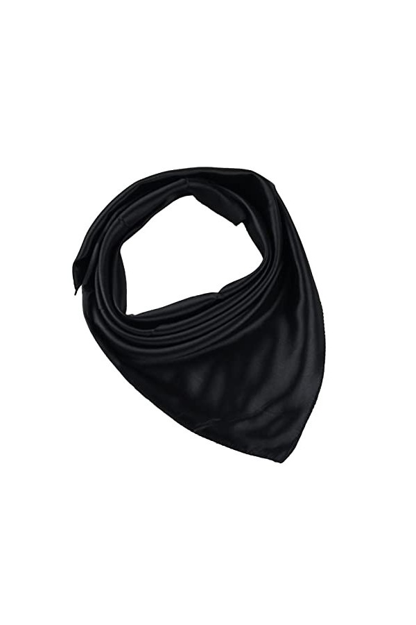 JK Home Faux Soie Écharpe 60x60cm Foulard Carré Couleur Uni Châle Doux Léger Élégant Noir
