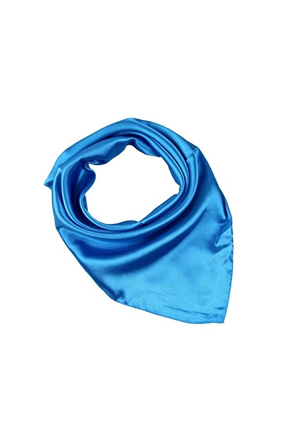 JK Home Faux Soie Écharpe 60x60cm Foulard Carré Couleur Uni Châle Doux Léger Élégant Noir