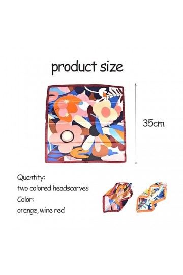 ATBUSS Lot de 2 foulards carrés en soie pour femme Motif floral et coloré 90 x 90 cm, multicolore, 90 * 90 cm