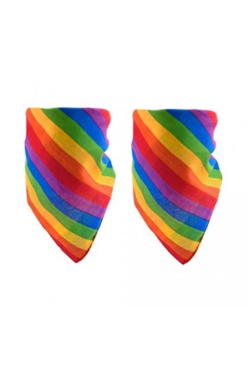 KAIAIWLUO Bandena Arc-en-Ciel,2 PCS Arc-en-Rayé LGBT Fierté Bandana Bandeau Bracelet Foulard Ensemble Kit Intérieur ou extéri