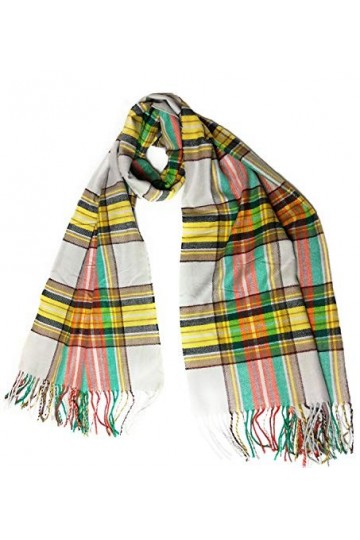 KGM Accessories Écharpe tartan écossais super douce en cachemire – Foulards écossais pour homme et femme tartan beige 