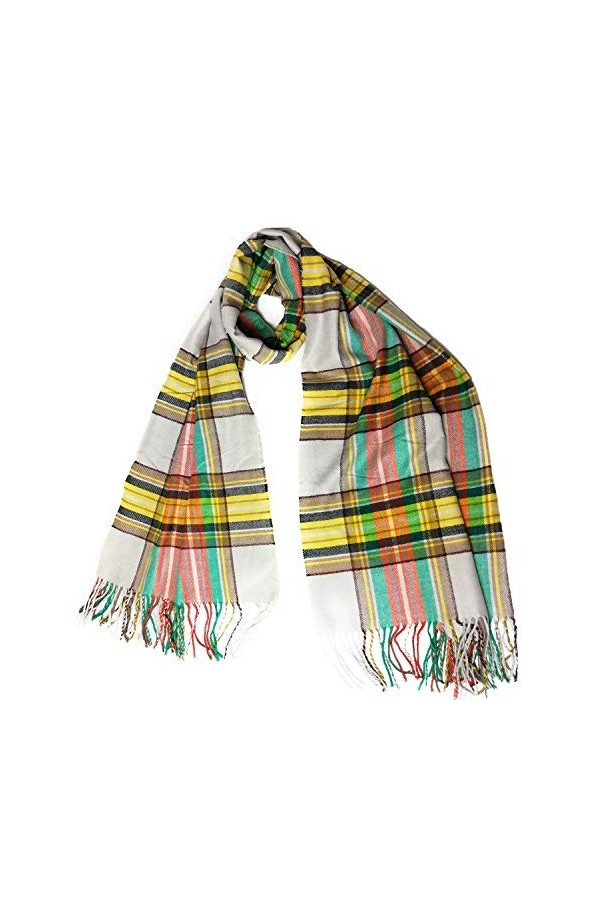 KGM Accessories Écharpe tartan écossais super douce en cachemire – Foulards écossais pour homme et femme tartan beige 