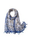 Vellette PYVD Écharpe imprimée bleue, acrylique