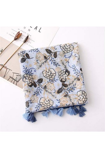 Vellette PYVD Écharpe imprimée bleue, acrylique