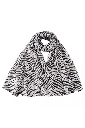 SamHeng Foulards à rayures pour femmes Écharpe en mousseline de soie douce respirante légère Longue mode Châle résistant au s