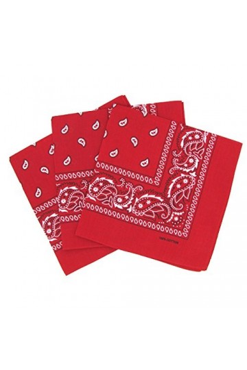 Lot de 3 bandanas paisley - Foulard coton motif cachemire vendu par 3 - Bleu Marine - taille unique