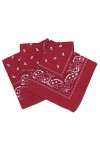 Lot de 3 bandanas paisley - Foulard coton motif cachemire vendu par 3 - Bleu Marine - taille unique