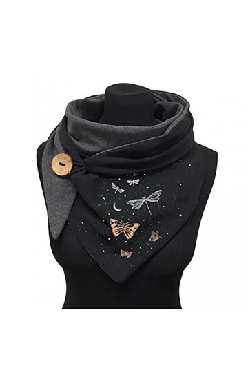 Écharpe Triangle Femme Hiver Chaud Écharpe Femme Chic Élégant Avec Bouton Foulards Personnalisée Imprimé Décontracté Pas Cher