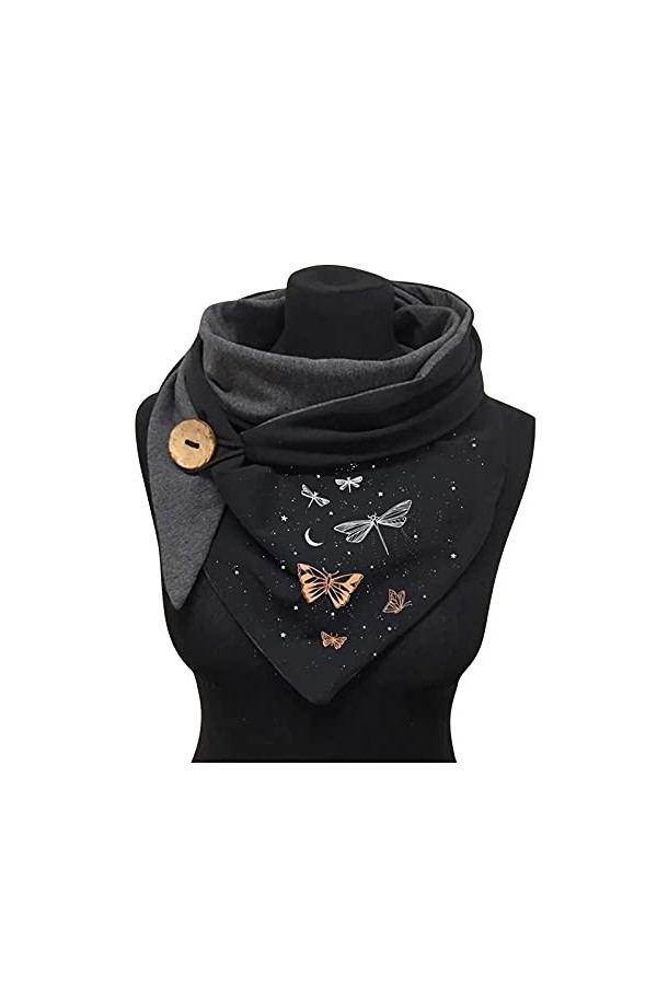 Écharpe Triangle Femme Hiver Chaud Écharpe Femme Chic Élégant Avec Bouton Foulards Personnalisée Imprimé Décontracté Pas Cher
