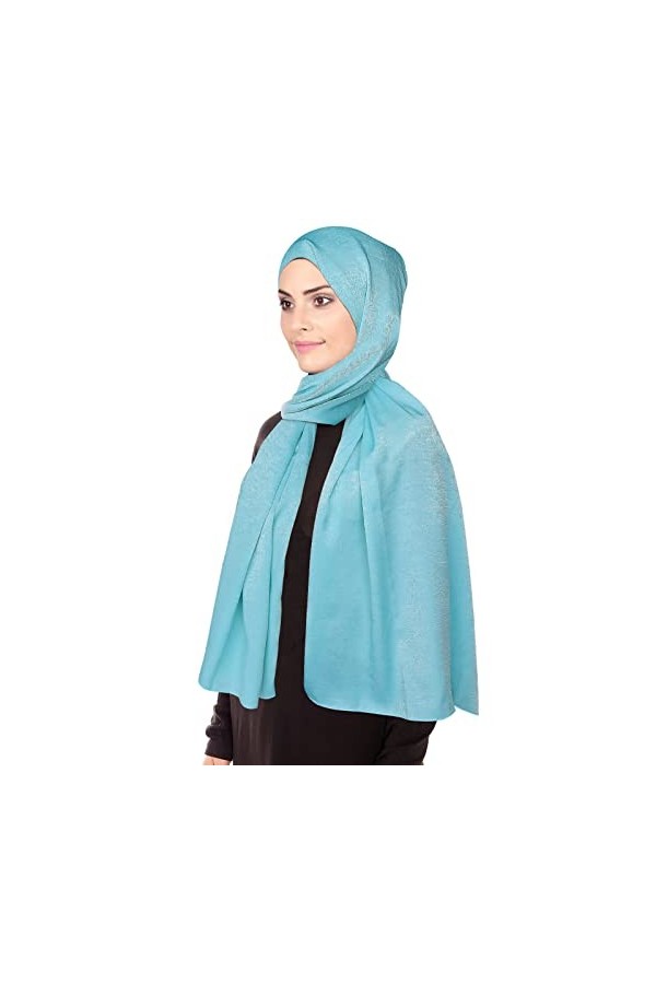 Luriseminger Foulard Hijab en mousseline de soie pour femme, Bleu-vert Jaune 