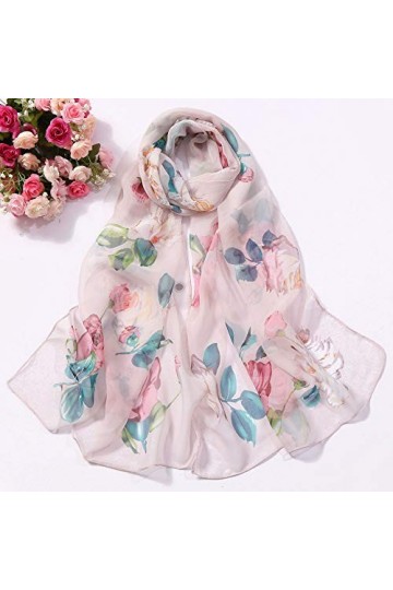 Générique Écharpe Rose Poudré écharpes Simulation écharpe Longue écharpe Soft Wrap Shawl Impression Femmes Roses de Soie Foul