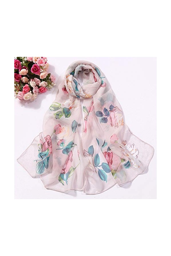 Générique Écharpe Rose Poudré écharpes Simulation écharpe Longue écharpe Soft Wrap Shawl Impression Femmes Roses de Soie Foul
