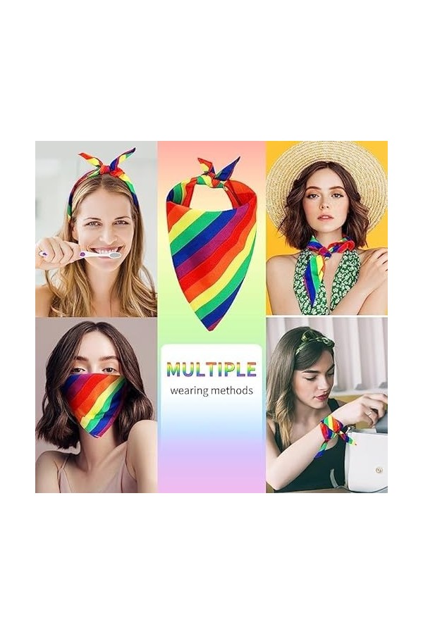 KFDDRN 2 Pièces Arc-en-ciel Bandanas, doux et élastique tissu de coton, LGBT Pride Bandana, Parade Accessoires Bandana Headsc