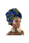 PengGengA Africaine Wax Headwraps Tête Echarpe de Imprimé Motif Africain Turbans Foulard en Coton pour Femmes/Filles Style 2