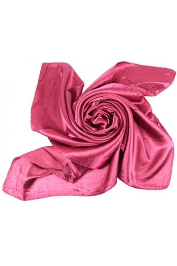 YiyiLai Echarpe Unie Femme Imitation de Soie Foulard Protection de Soleil Plage Soirée Cérémonie Bordeau