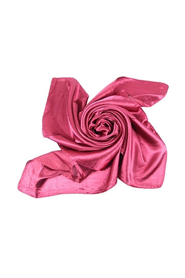 YiyiLai Echarpe Unie Femme Imitation de Soie Foulard Protection de Soleil Plage Soirée Cérémonie Bordeau