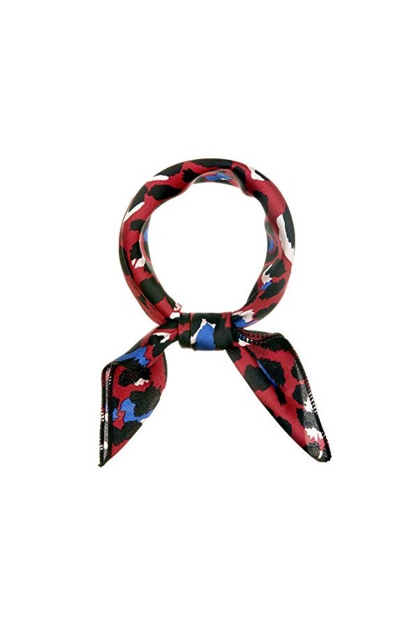 sourcing map 50 cm Femmes Coloré Léopard Imprimer Carré Col Écharpe Foulard Foulard Mouchoir Bandana rouge 50 * 50 cm / 19,69