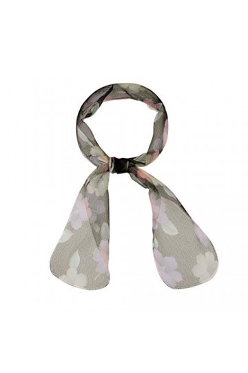 sourcing map Femmes Transparent Skinny Organza Écharpe Floral Foulard Ceinture Cravate À Cheveux Noir 90x10cm/35.4x4 pouces L