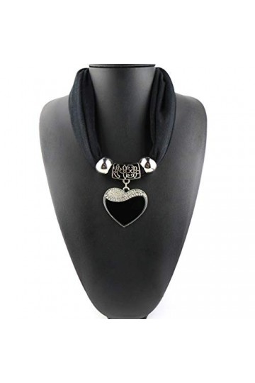 Ocobudbxw Style Ethnique Femmes écharpe Coeur Pendentif Collier Pendentif Nature Pierre Bijoux écharpe léopard Motif écharpe