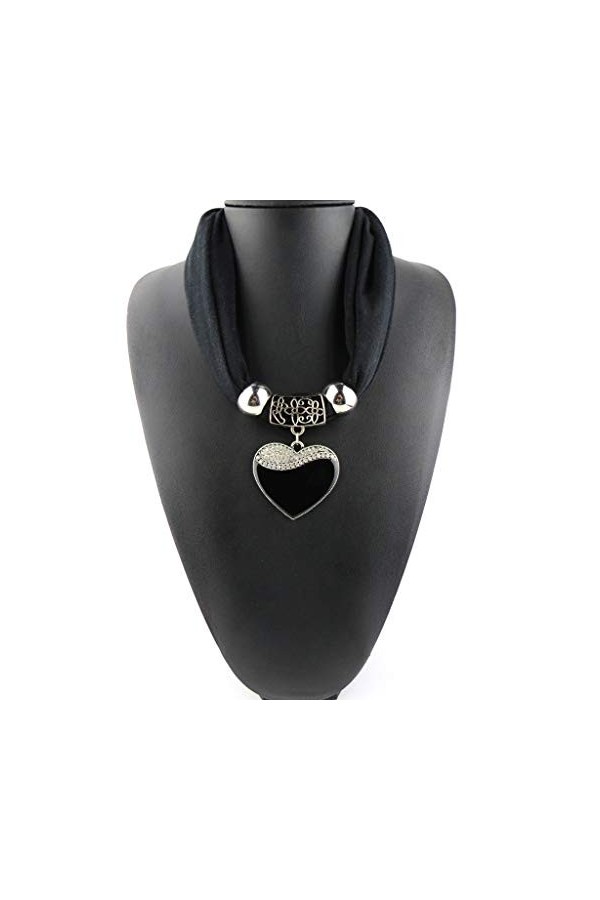 Ocobudbxw Style Ethnique Femmes écharpe Coeur Pendentif Collier Pendentif Nature Pierre Bijoux écharpe léopard Motif écharpe