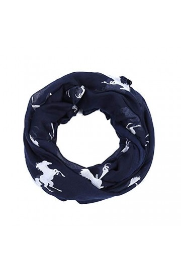 AnJuHoPa Viscose Écharpe Boucle Écharpe Bandana Foulard Tissé Mince Respirant Élégant Écharpe Imprimé Cheval Animal pour Fill