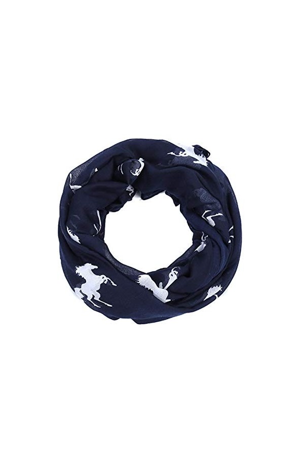 AnJuHoPa Viscose Écharpe Boucle Écharpe Bandana Foulard Tissé Mince Respirant Élégant Écharpe Imprimé Cheval Animal pour Fill