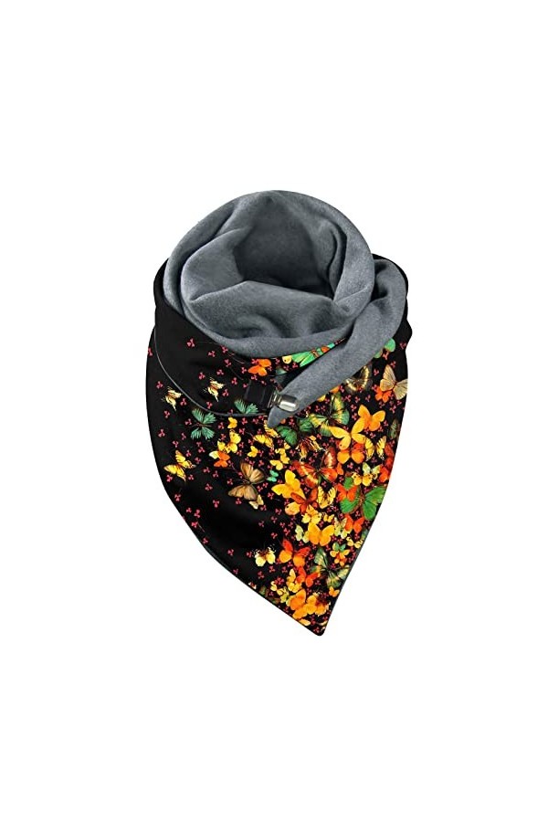 Feiboyy Châles chauds pour femmes Écharpe imprimée Écharpe dhiver Gilet de cou Foulard rétro Écharpe pour femmes