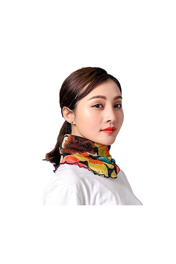 Xiang Ru Foulard Femme Tour de Cou Soie Imitation Protection Solaire Printemps Automne Style E