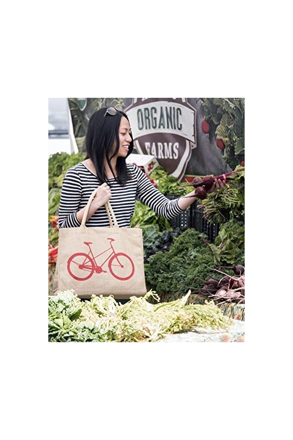 KAF Home Sac fourre-tout en jute avec imprimé léopard, poignée durable, fond renforcé et poche intérieure à glissière, capaci