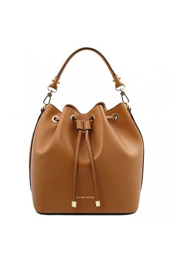 TUSCANY LEATHER Vittoria Sac secchiello pour femme en cuir Cognac