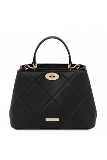 TUSCANY LEATHER TLBag Sac à main en cuir souple matelassé Noir